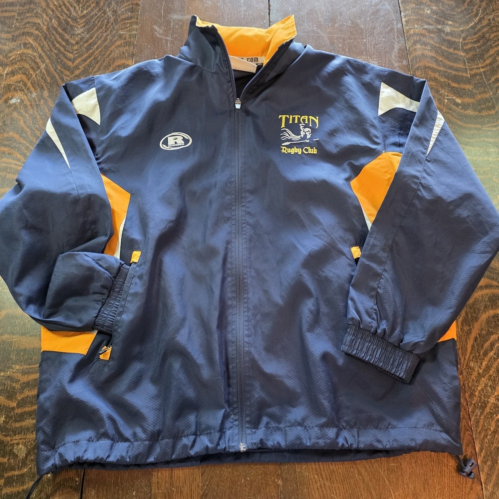 Ruggers Titans Rugby Club 1/4 Zip Pullover Windbreaker Jacket Blue Yellow Small